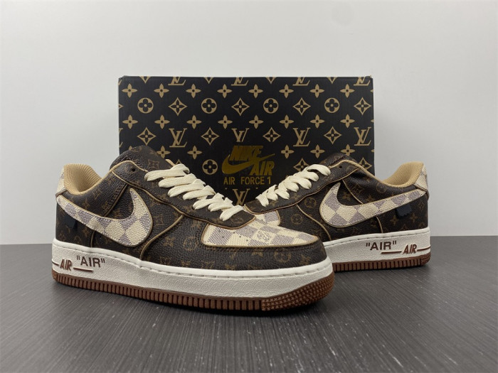 nike air force 1 low l**is V*t*n monogram brown damier azur-6a8pyl-001