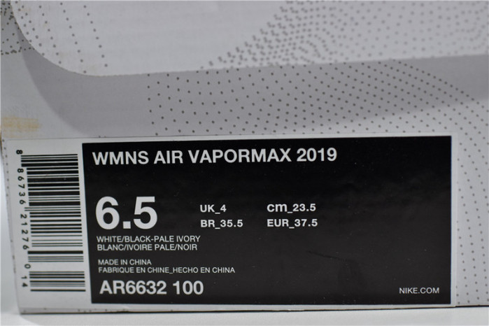 nike wmns air vapormax 2019 white black pale ivory ar6632-600