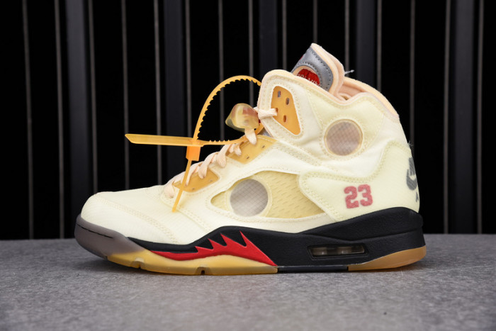 o-w air jordan 5 sail fire red dh8565-100
