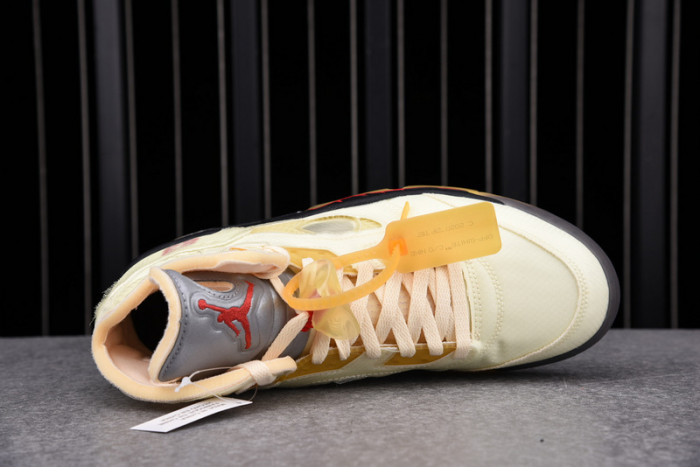 o-w air jordan 5 sail fire red dh8565-100