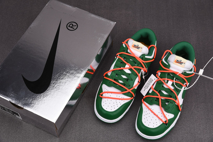 o-w x nike dunk low green white ct0856-100