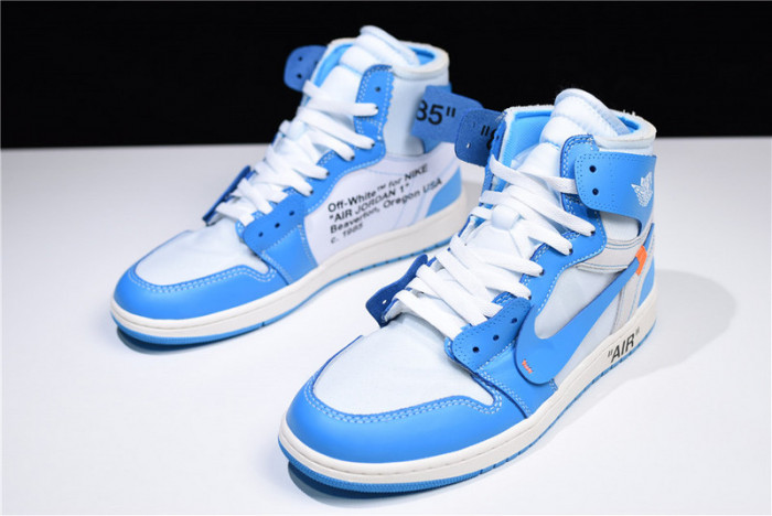 o-w air jordan 1 powder blue unc aq0818-148