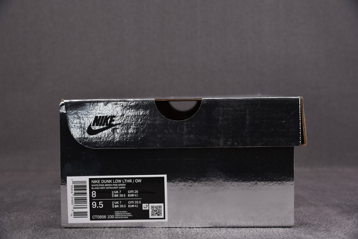 o-w x nike dunk low green white ct0856-100