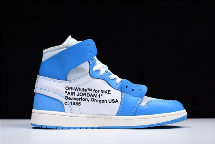 o-w air jordan 1 powder blue unc aq0818-148