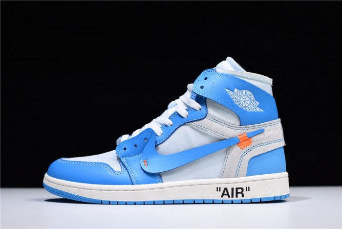 o-w air jordan 1 powder blue unc aq0818-148
