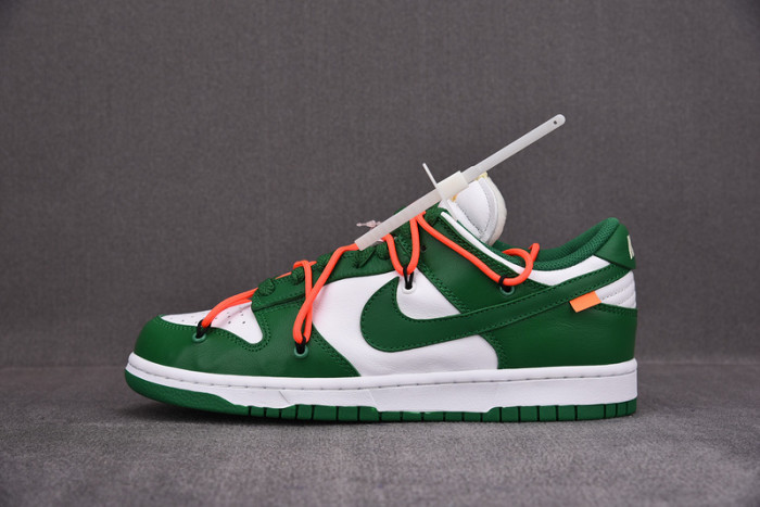 o-w x nike dunk low green white ct0856-100