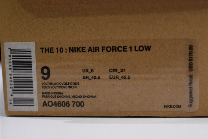 o-w nike air force 1 low volt ao4606-700