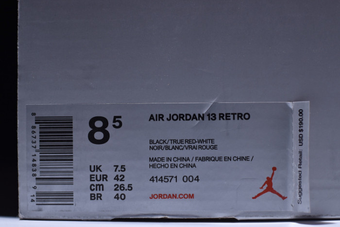 air jordan 13 retro“bred” black/ red 414571-004