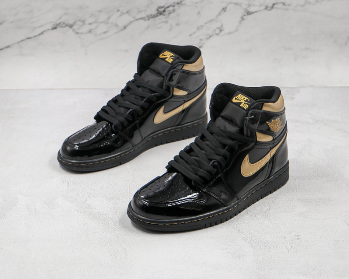 air jordan 1 high og patent ‘black gold’ 555088-032
