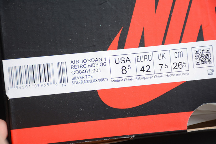 air jordan 1 silver toe cd0461-001