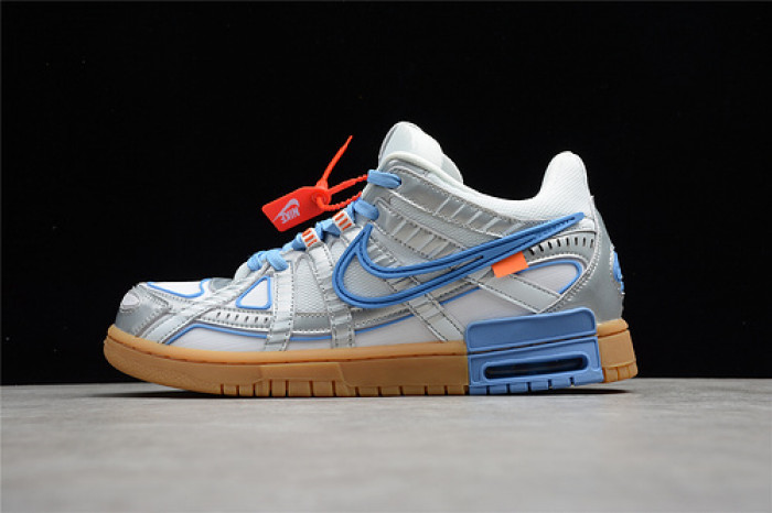 o-w x nike air rubber dunk “university blue” cu6015-100