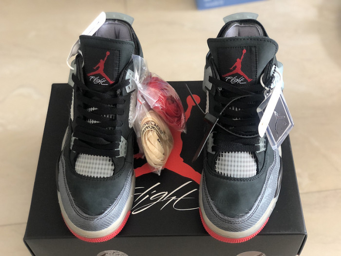 o-w x air jordan 4 “bred” black/red cv9388-001