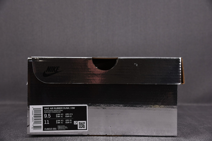 o-w x nike air rubber dunk “green strike” cu6015-001