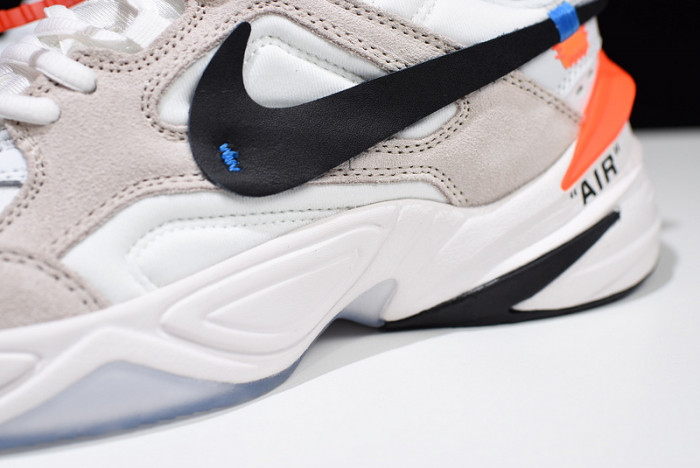 o-w x nike m2k tekno white, black & team orange a03108 058