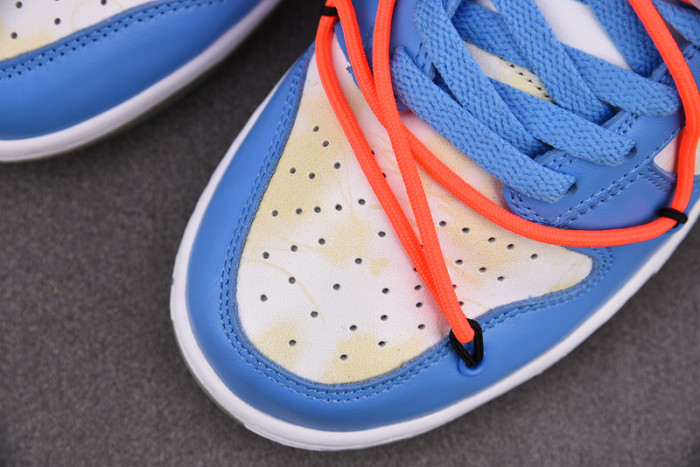 o-w x nike dunk low white blue ct0856-403