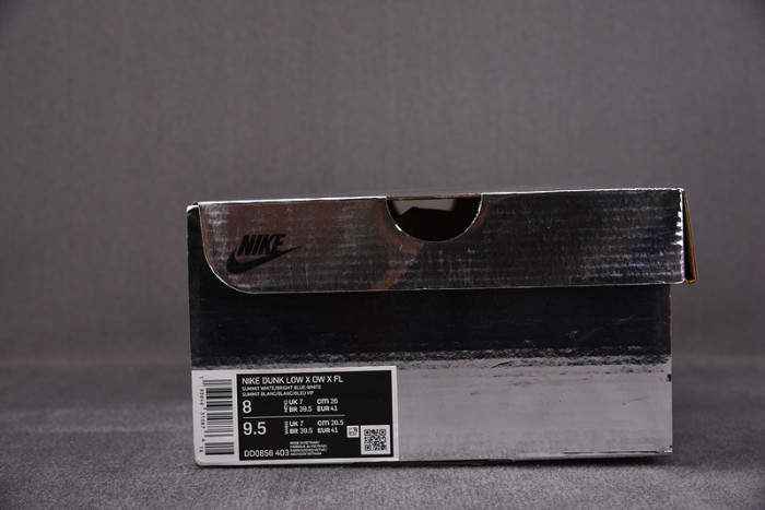 o-w x nike dunk low white blue ct0856-403