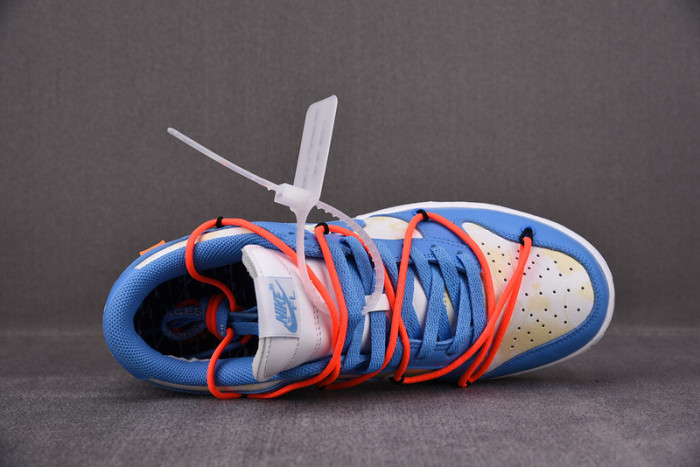 o-w x nike dunk low white blue ct0856-403