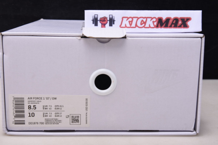 nike air force 1 low o-w university gold metallic silver dd1876-700