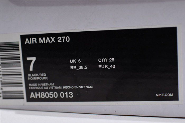 nike air max 270“bred” ah8050-013