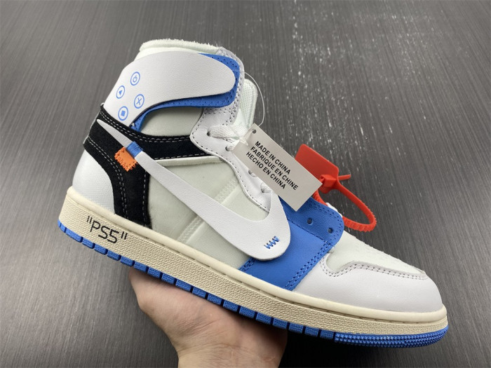 air jordan 1 o-w black white blue-aq0818-168