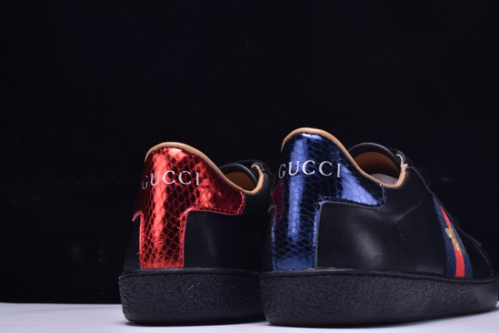 g**i ace embroidered low-top sneaker black with bee mens 431942-a38g0