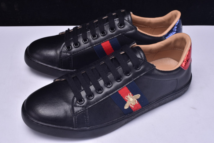 g**i ace embroidered low-top sneaker black with bee mens 431942-a38g0