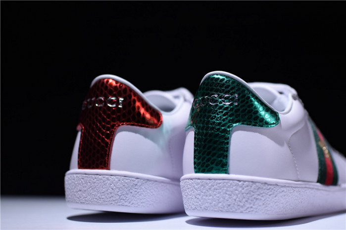 g**i ace embroidered low-top sneaker white with bee