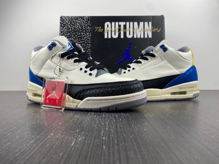 air jordan3 white black blue yellow-398614-145