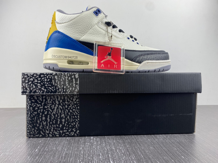 air jordan3 white black blue yellow-398614-145