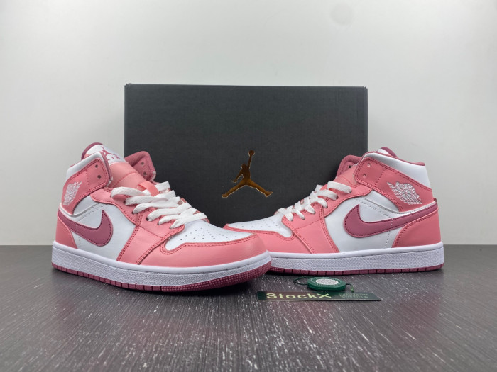 air jordan 1 mid white and pink- dq8423-616