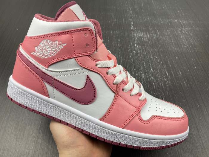 air jordan 1 mid white and pink- dq8423-616