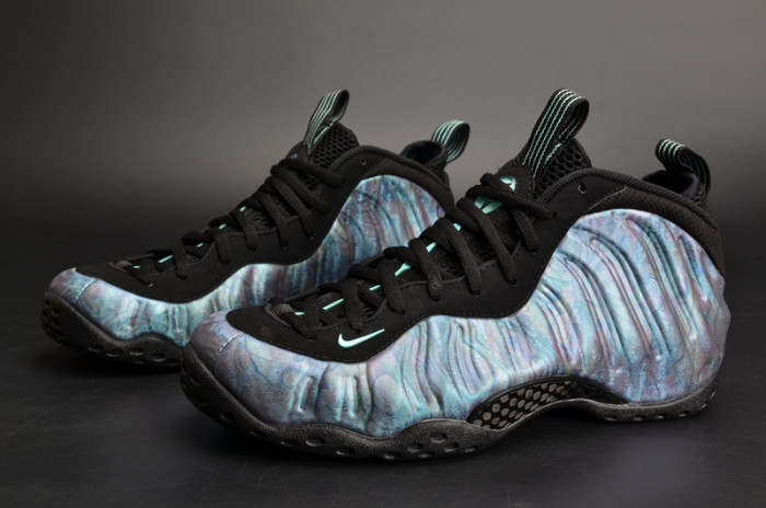 nike air foamposite one prm “abalone” black/aurora green mens 575420-009