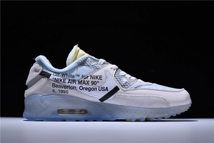 o-w x nike air max 90 sail muslin virgil abloh aa7293-100