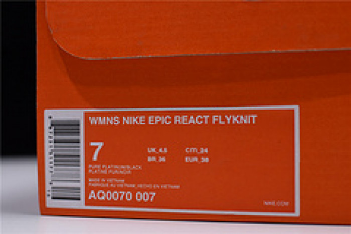 nike epic react flyknit pure platinum womens aq0067-007