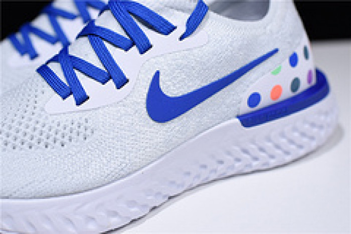 nike epic react flyknit white blue aq0067-993