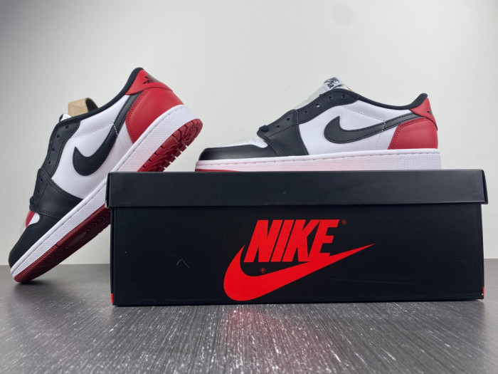 air jordan 1 low og “black toe” white/ black-varsity red 555088 125